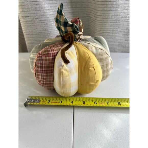 3 Fabric Handmade Fall Pumpkins 8x6 inch new condition Fall Winter Table Decore - Picture 2 of 11